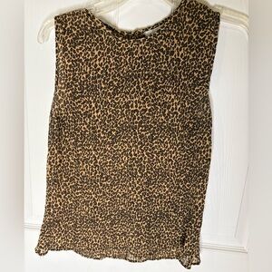 Jessica Lauren Leopard Print Sleeveless Women's Shirt Blouse Sz S